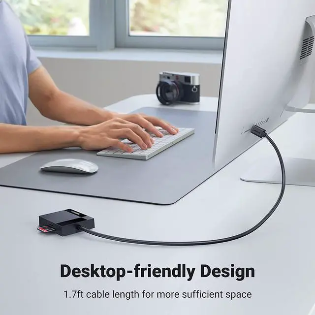 Alt view image 7 of 7 - UGREEN SD Card Reader USB 3.0 Card Hub Adapter 5Gbps Read 4 Cards Simultaneously CF, CFI, TF, SDXC, SDHC, SD, MMC, Micro SDXC, Micro SD, Micro SDHC, MS, UHS-I (Black)