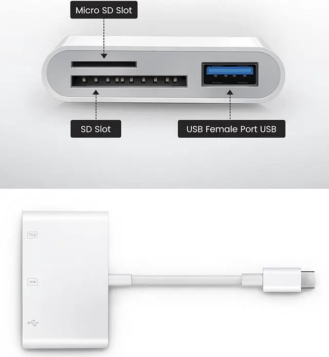 Alt view image 2 of 7 - USB C SD Card Reader USB C to SD Card for iPhone 15 16/iPad/Mac/Laptop USB-C/Type C Memory Card Adapter for iMac iPad Pro Air Mini MacBook Pro Air Galaxy MicroSD/SD