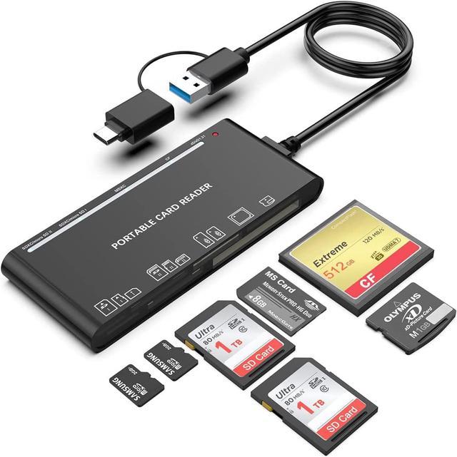 USB C USB3.0 Multi Card Reader, SD/TF/CF/Micro SD/XD/MS 7 in 1 Memory Card  Reader/Adapter/Hub for SD SDXC SDHC CF CFI TF Micro SD Micro SDXC Micro