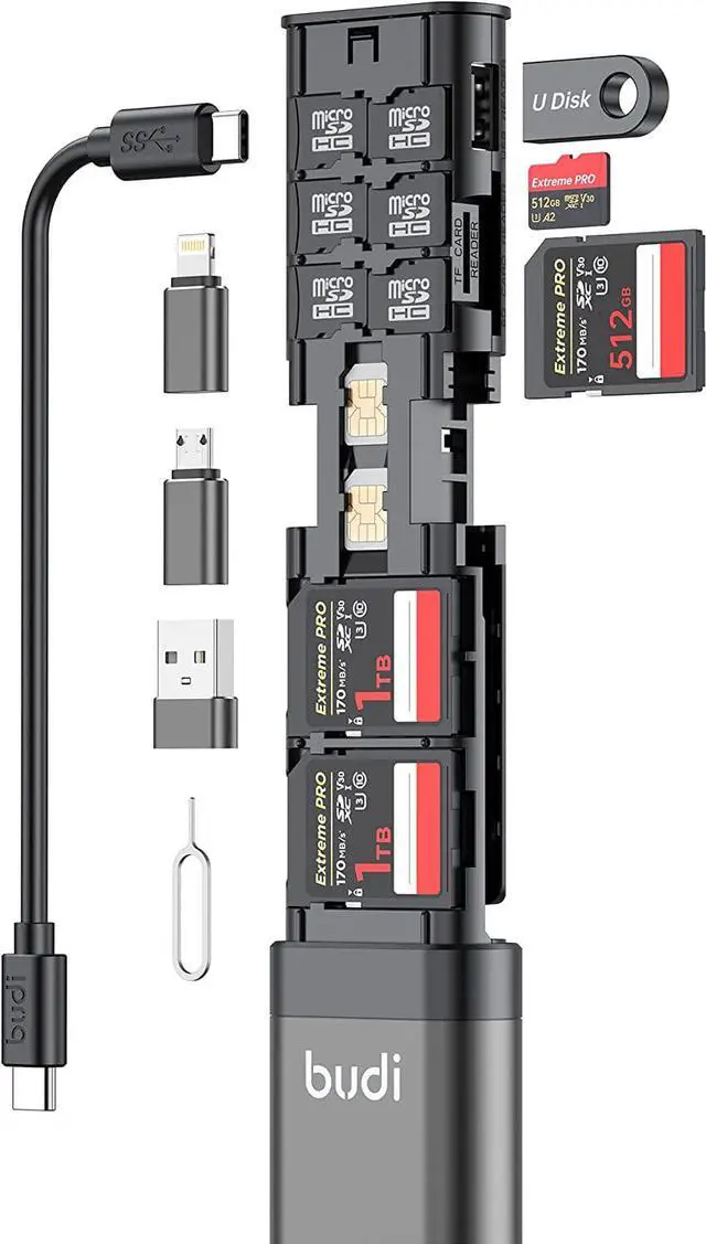 Main image of Multifunctional 9 in1 SD Card Reader Cable and USB 3.0 TF/SD Type-C with OTG Adapter for iPhone Android and Computer Memory Stick Plug and Play (Upgrade Version)