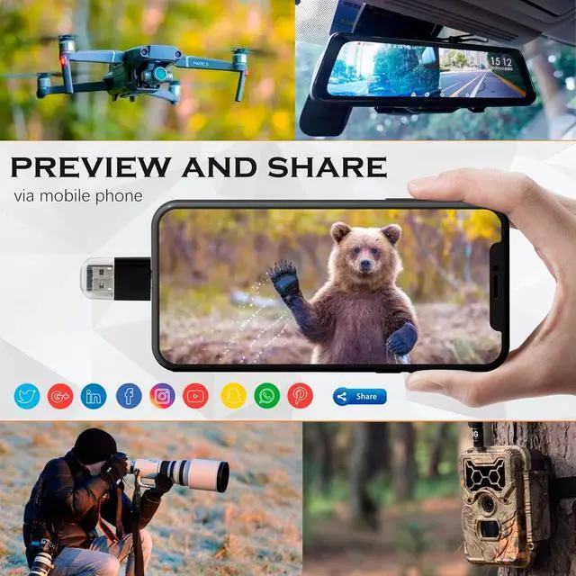 Alt view image 5 of 7 - [2 Pack] Micro SD Card Reader for Android Phone Micro SD Card to USB Adapter Mini USB C Card Reader for Camera Memory Card Reader Card Reader for PC and Android Phone