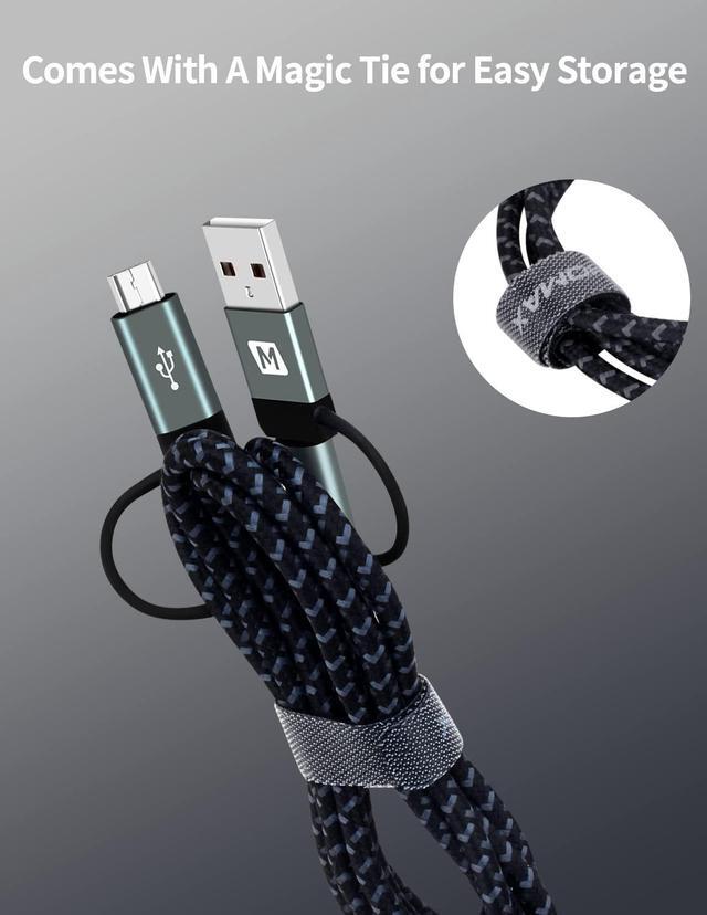 Alt view image 7 of 7 - MOMAX Multi USB C Fast Charging Cable, 4 in 1 USB C/USB A to USB C/Micro USB PD 60W Nylon Braided Multiple USB Cable Charge Adapter Connector for All Android, Data Transfer, QC Fast Charging (Grey)