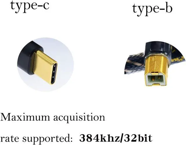 Alt view image 2 of 5 - Arklove 6ft Gold USB Type-C to Type-B Audio Cable for Android Phone, mac, iPad Pro, Xiaomi, Samsung, Air4