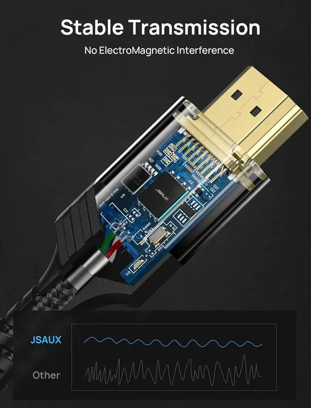 Alt view image 5 of 7 - JSAUX 8K HDMI Cable 2.1 15FT 2-Pack 48Gbps 8K & 4K Ultra High Speed Cord (8K@60Hz 7680x4320, 4K@120Hz) eARC HDR10 HDCP 2.2 & 2.3 3D, Compatible for PS5/PS4/X-Box/Roku TV/HDTV/Blu-ray/LG/Samsung QLED