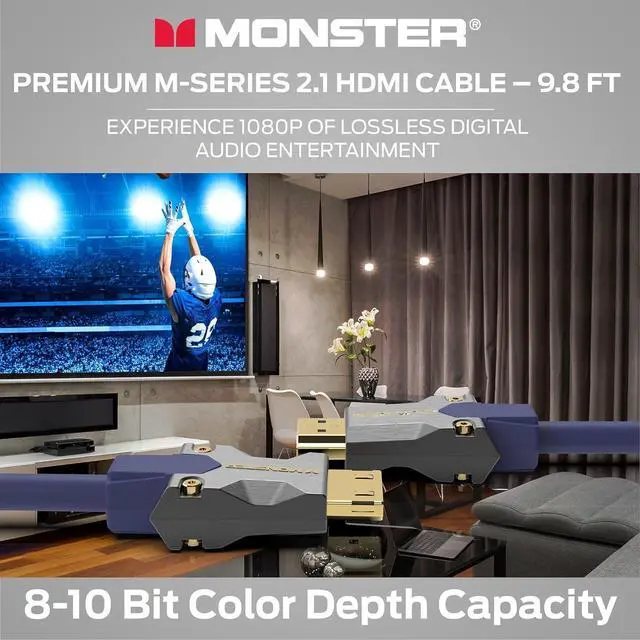 Alt view image 4 of 7 - 3000 Certified Premium 8K High Speed HDMI Cable - 2.1, 4K 120Hz HDMI Cable, 48 Gbps - HDMI Cables for  TV, Roku, Smart TV, Laptop, Montior - 9.8 ft