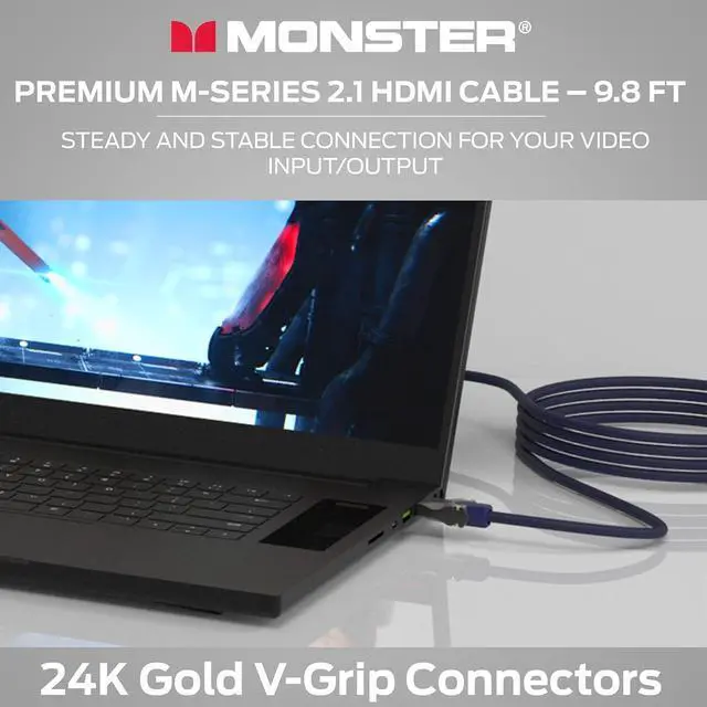 Alt view image 6 of 7 - 3000 Certified Premium 8K High Speed HDMI Cable - 2.1, 4K 120Hz HDMI Cable, 48 Gbps - HDMI Cables for  TV, Roku, Smart TV, Laptop, Montior - 9.8 ft