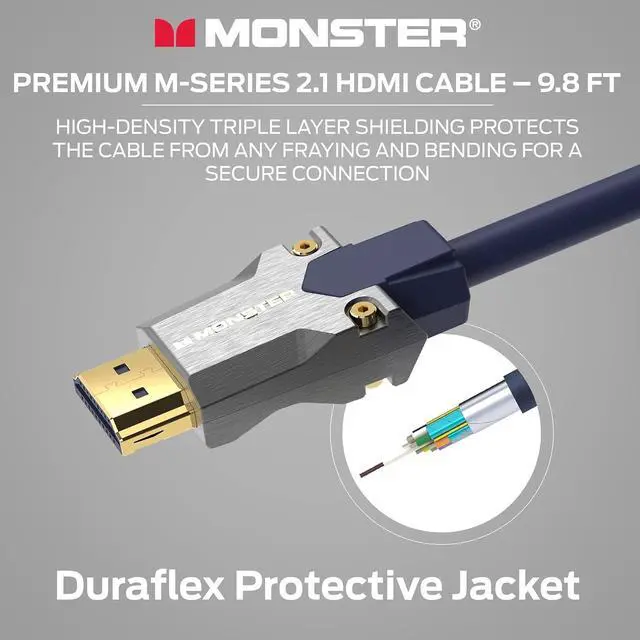Alt view image 7 of 7 - 3000 Certified Premium 8K High Speed HDMI Cable - 2.1, 4K 120Hz HDMI Cable, 48 Gbps - HDMI Cables for  TV, Roku, Smart TV, Laptop, Montior - 9.8 ft