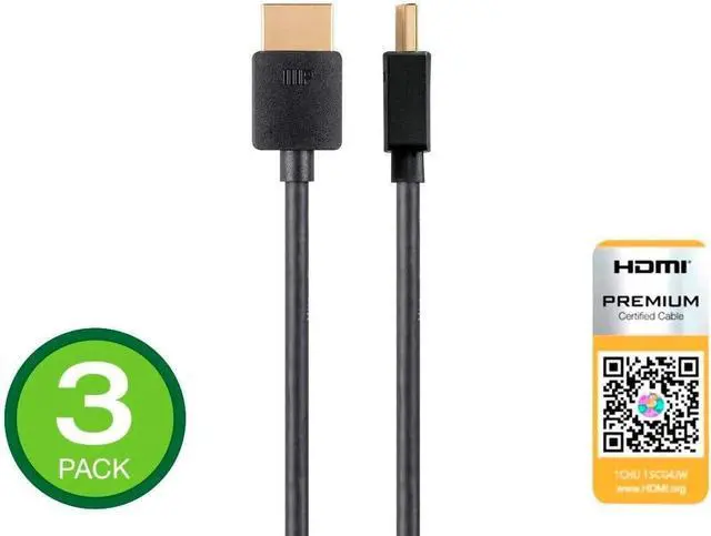 Alt view image 4 of 4 - 4K Certified Premium High Speed Slim HDMI Cable - 4K60Hz 18Gbps HDR 2ft Black