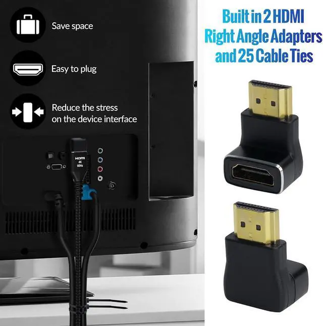 Alt view image 5 of 7 - 4K HDMI Cable 6 Feet (3 Pack) Ultra HD HDMI 2.0 Cable Nylon Braided & Gold-Plated Connectors 4K @ 60Hz 2K 1080P HDCP 2.2 ARC Bulk HDMI Cables for Laptop Monitors HDTV PS5 Xbox One & More