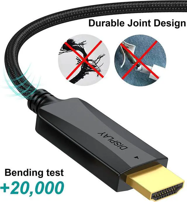 Alt view image 7 of 7 - DisplayPort to HDMI Cable 10-Pack, 4K Display Port DP to HDMI Adapter 6FT Male to Male Cord UHD 4K, 2K,1080P, Gold-Plated Braided UHD Support Video and Audio for Dell, HP, NVIDIA,Samsung and More