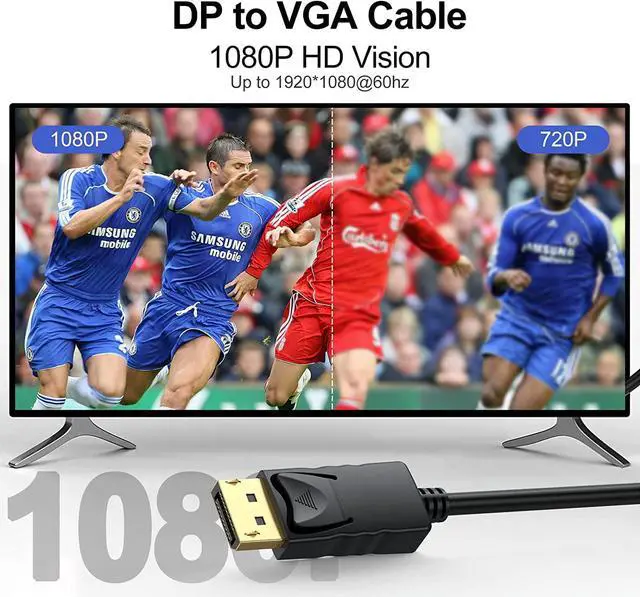 Alt view image 3 of 7 - DisplayPort to VGA Cable 6 Ft 2-Pack Display Port DP to VGA Adapter Cord Male to Male HD Video 1080P for Computer Monitor TV Projector