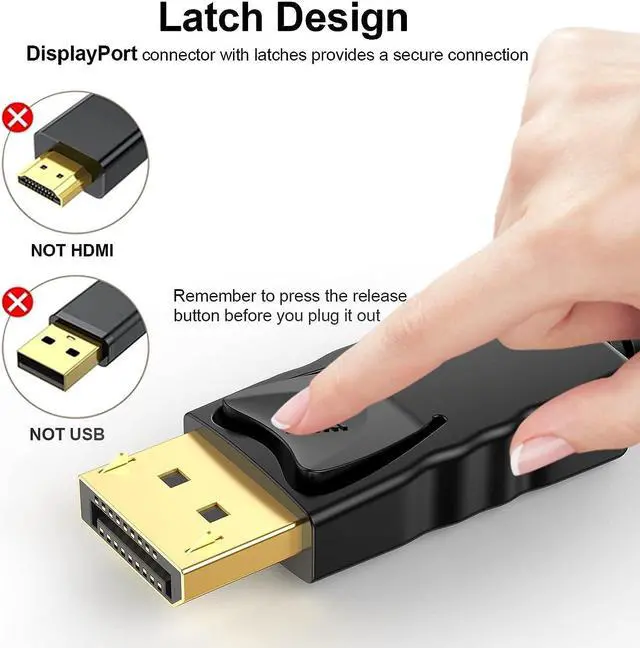 Alt view image 6 of 7 - DisplayPort to VGA Cable 6 Ft 2-Pack Display Port DP to VGA Adapter Cord Male to Male HD Video 1080P for Computer Monitor TV Projector