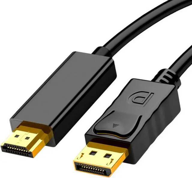 Main image of 4K DisplayPort to HDMI Cable Adapter 6FT High Speed (1440P 60Hz 1080P 120Hz) Uni-Directional DP to HDMI Cord Compatible for  HP Insignia  and Other Brand