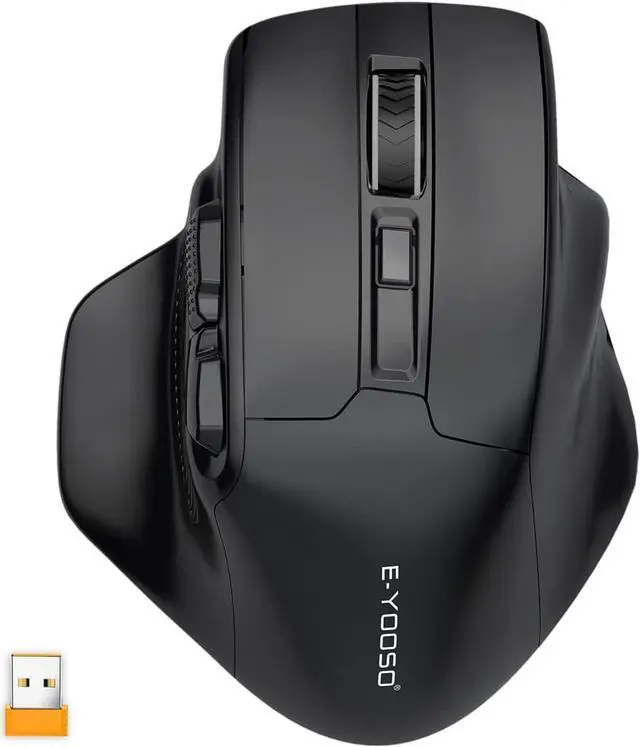 Main image of E-YOOSO Large Wireless Mouse for Big Hands, X-31 Cordless Ergo Computer Mouse, 6 Buttons, 5-Level 4800 DPI, 18 Months Battery Life, for Laptop, PC, Chromebook (Black)