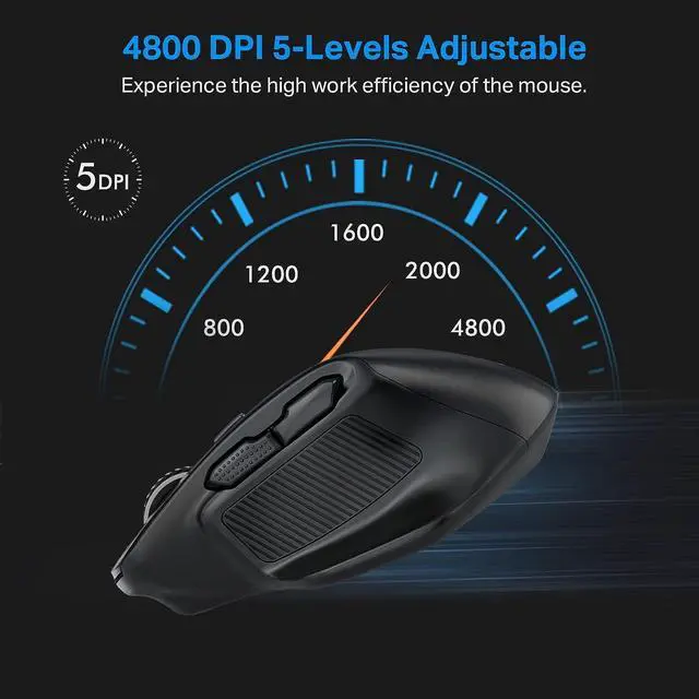 Alt view image 4 of 7 - E-YOOSO Large Wireless Mouse for Big Hands, X-31 Cordless Ergo Computer Mouse, 6 Buttons, 5-Level 4800 DPI, 18 Months Battery Life, for Laptop, PC, Chromebook (Black)