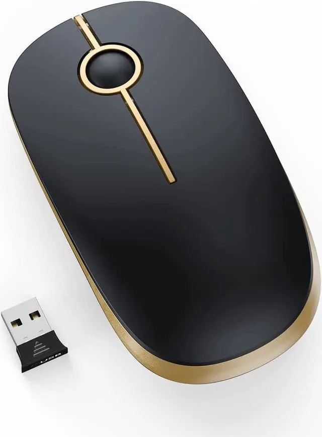 Main image of Silent Wireless Mouse 2.4G Slim Travel Mouse with USB Receiver Quiet Click Protable Computer Mice for Laptop PC Mac Comfortable Texture Black & Gold
