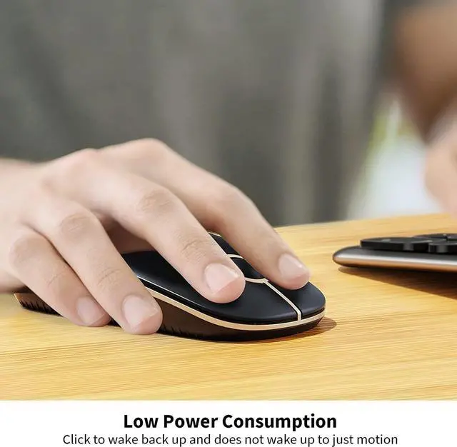 Alt view image 4 of 7 - Silent Wireless Mouse 2.4G Slim Travel Mouse with USB Receiver Quiet Click Protable Computer Mice for Laptop PC Mac Comfortable Texture Black & Gold