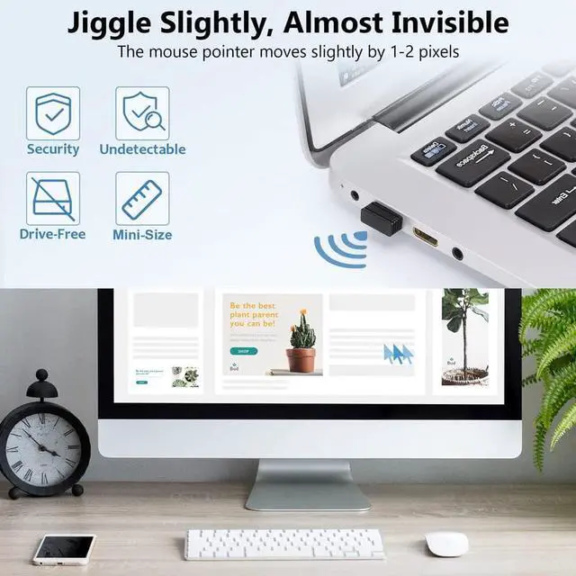Alt view image 3 of 6 - Mouse Jiggler Undetectable USB Mouse Mover NO Software Required for Computer, Automatic Mini Mouse Shaker Driver-Free Mouse Movement Simulator Keep Computer/Laptop Awake, Plug & Play (5 PCS)