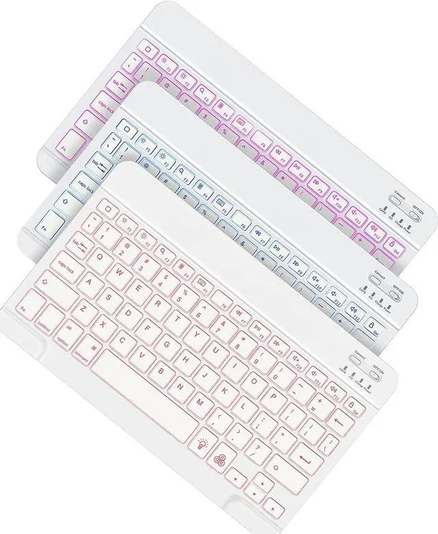 Main image of OMOTON Bluetooth Keyboard, Wireless Rechargeable Keyboard for iPad, iPad Pro, iPad Mini, iPad Air with Illuminated LED (White)