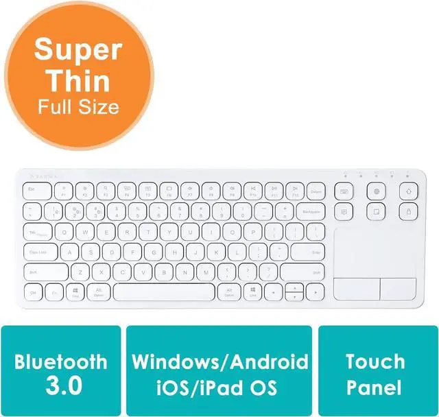 Alt view image 2 of 7 - SANWA Multi Device Bluetooth Keyboard with Touchpad, Rechargeable Keypad with Trackpad for Laptop Desktop Computer PC iPad/iPhone Tablet, Compatible with MacBook, Windows, Android, iOS, White