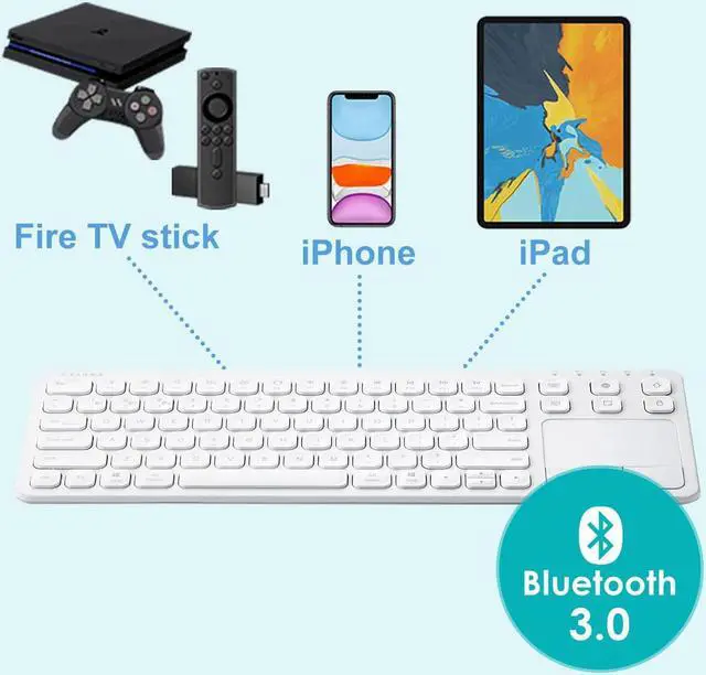 Alt view image 5 of 7 - SANWA Multi Device Bluetooth Keyboard with Touchpad, Rechargeable Keypad with Trackpad for Laptop Desktop Computer PC iPad/iPhone Tablet, Compatible with MacBook, Windows, Android, iOS, White