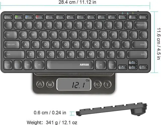 Alt view image 6 of 7 - Arteck Universal Multi-Device Bluetooth Keyboard Ultra Slim and Compact Wireless Bluetooth Keyboard with Media Hotkeys for Windows iOS iPad OS Android Computer Desktop Laptop Surface Tablet Smartphone