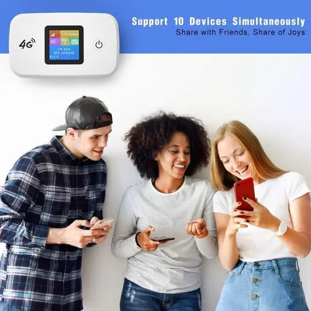 Alt view image 4 of 6 - 4G Mobile WiFi Router, WiFi Mobile Hotspot Unlocked Wireless Internet Router with SIM Card Slot for Outdoor Travel Support B2/B4/B5/B12/B17 Network Band