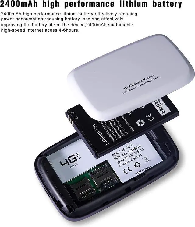 Alt view image 5 of 6 - 4G Mobile WiFi Router, WiFi Mobile Hotspot Unlocked Wireless Internet Router with SIM Card Slot for Outdoor Travel Support B2/B4/B5/B12/B17 Network Band