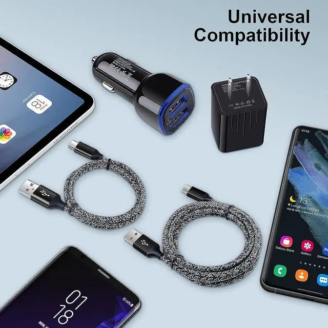 Alt view image 6 of 6 - Fast Charger Type C Charging Block USB Wall Plug Android Phone Fast Car Charger Adapter C Type Charging Cable 3FT 6FT for Samsung Galaxy S25 S24 S23 S22+ S22 Ultra S21 FE S20 S10 A10e A11 A12 A13 A21