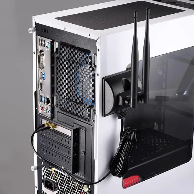 Alt view image 4 of 7 - Dual WiFi Antenna with RP-SMA Male Connector 2.4GHz 5GHz Dual Band Antenna Magnetic Base for PCI-E WiFi Network Card USB WiFi Adapter Wireless Router