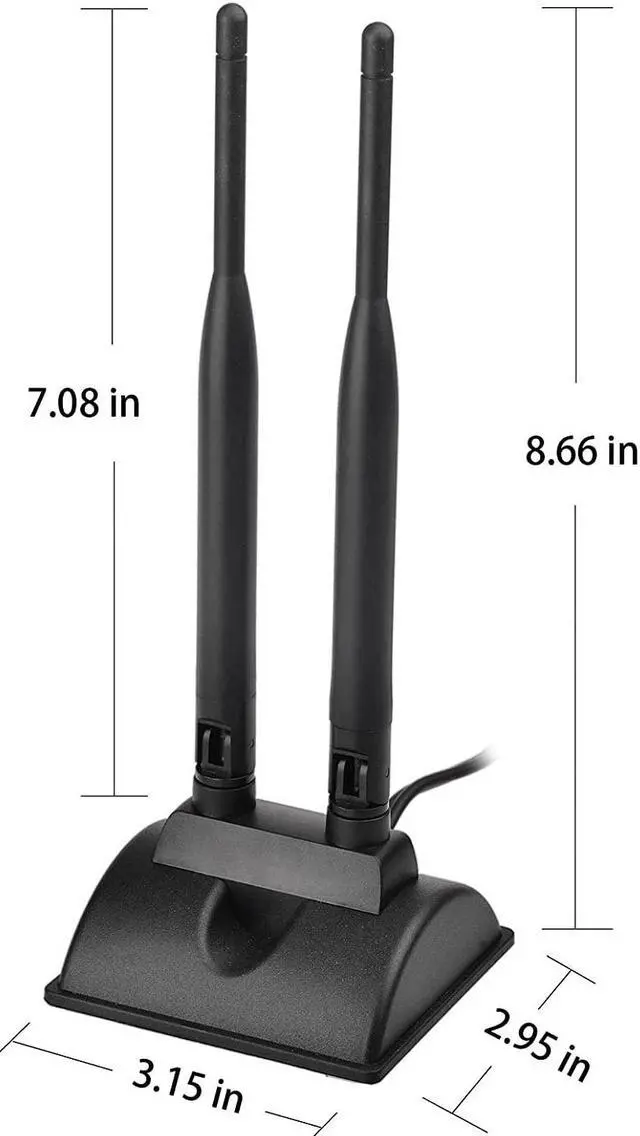 Alt view image 5 of 7 - Dual WiFi Antenna with RP-SMA Male Connector 2.4GHz 5GHz Dual Band Antenna Magnetic Base for PCI-E WiFi Network Card USB WiFi Adapter Wireless Router