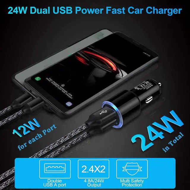 Alt view image 3 of 7 - Car Charger Adapter, 5Pack 4.8A Dual Port Fast Charge Car Phone Charger USB Lighter Plug Cigarette Charger for iPhone 16e 16 15 14 13 12 11 Pro Max SE XR XS X 8 7 6,Samsung Galaxy S25 S24 S23 S22 S21