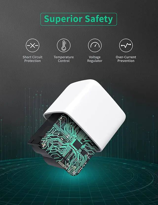 Alt view image 4 of 7 - USB C Wall Charger Fast Charger Block, 2-Pack TI-TOO 20W Dual Port Power Adapter, Quick Charge 3.0 USB Type c Power Delivery Charging Plug Compatible with iPhone 14 Pro Max/14 Plus/13 Pro/13/12