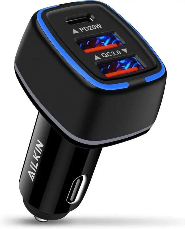 Main image of 56W PD USB C Car Charger Type-C Super Fast Power Charging Block 3-Port USB A & USBC Auto Cargador Carro Lighter Adapter for iPhone iPad  Galaxy LG Google Pixel Moto USB-C&A Port