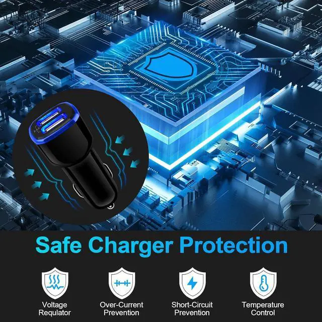 Alt view image 4 of 7 - Car Charger for iPhone, 3Pack 2.4A Dual Port Fast Charge Car Lighter USB Adapter Car Plug Charger for iPhone 15 14 13 12 11 Pro Max SE XR XS X 8 7 6,Samsung Galaxy S23 S22 S21 S20 S10 S9 S8 S7,Android
