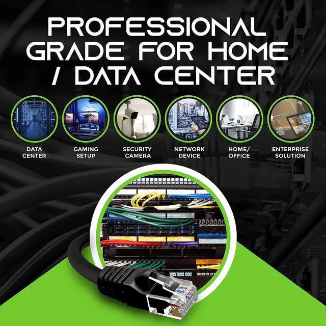 Alt view image 3 of 7 - GearIT Cat 6 Ethernet Cable 100 ft (5-Pack) - Cat6 Patch Cable, Cat 6 Patch Cable, Cat6 Cable, Cat 6 Cable, Cat6 Ethernet Cable, Network Cable, Internet Cable - Black 100 Feet