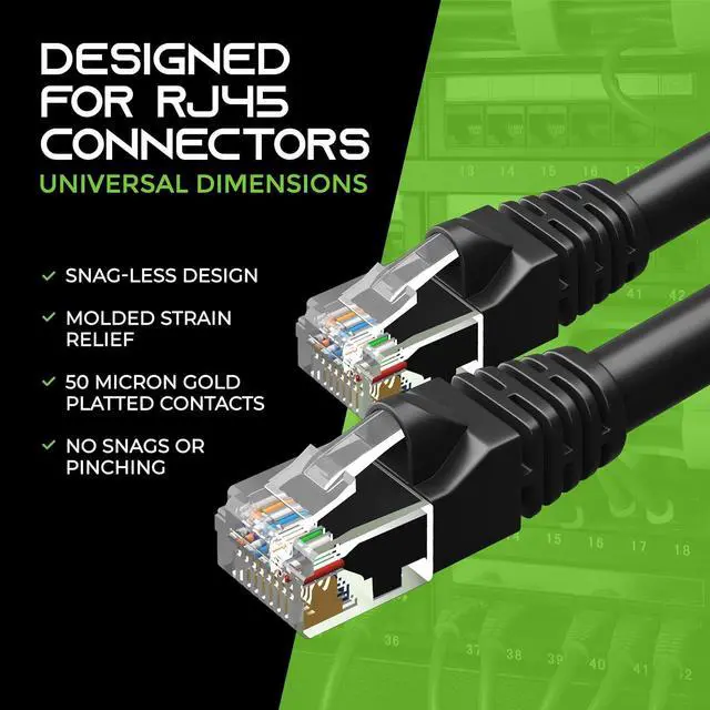 Alt view image 7 of 7 - GearIT Cat 6 Ethernet Cable 100 ft (5-Pack) - Cat6 Patch Cable, Cat 6 Patch Cable, Cat6 Cable, Cat 6 Cable, Cat6 Ethernet Cable, Network Cable, Internet Cable - Black 100 Feet