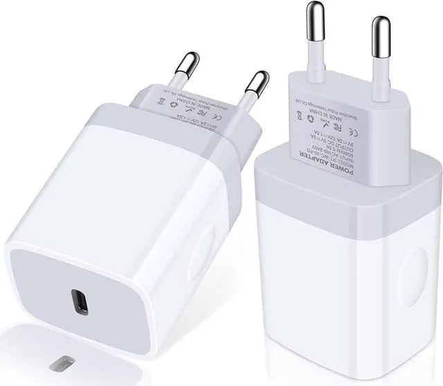 Main image of European Charger 2Pack EU Fast 20W USB C Charger Block Travel Plug PD Power Adapter for iPhone 16e/16/16 Pro/16 Pro Max/16 Plus/15/15 Pro/14/14 Pro/13 Pro Max/13/12/Mini/XS/XR/X/8/SE, Samsung, Android
