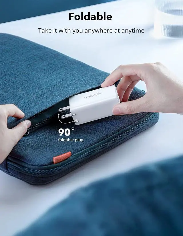 Alt view image 7 of 7 - USB C Wall Charger, THREEKEY 65W Multiport USB C Charger, Foldable Fast Charger Block Compatible with MacBook Pro/Air,Surface Pro,iPad Pro/Air,iPhone 13/12/11,Samsung S22/S21/S20