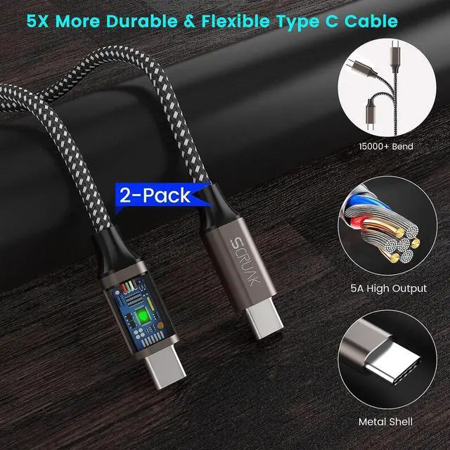 Alt view image 5 of 7 - S23 S24 Ultra Charger Type C, SCRUAK 45W PPS Super Fast USB-C Wall/Car Charger for Samsung Galaxy S24 Ultra/S24+/S24/S23 Ultra/S23+/S23/S22/S20/Note 20/Note 10+(with 2X 3.3FT 5A Type C Cable)