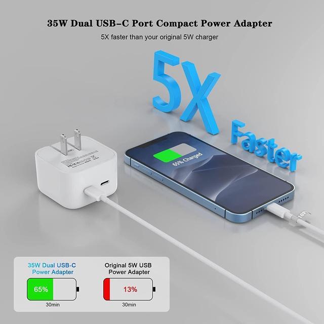 iPad Charger, iPhone Charger [MFi Certified] 12W USB Wall Charger Foldable  Portable Travel Plug with 6.6FT Lightning iPad Cable Compatible with