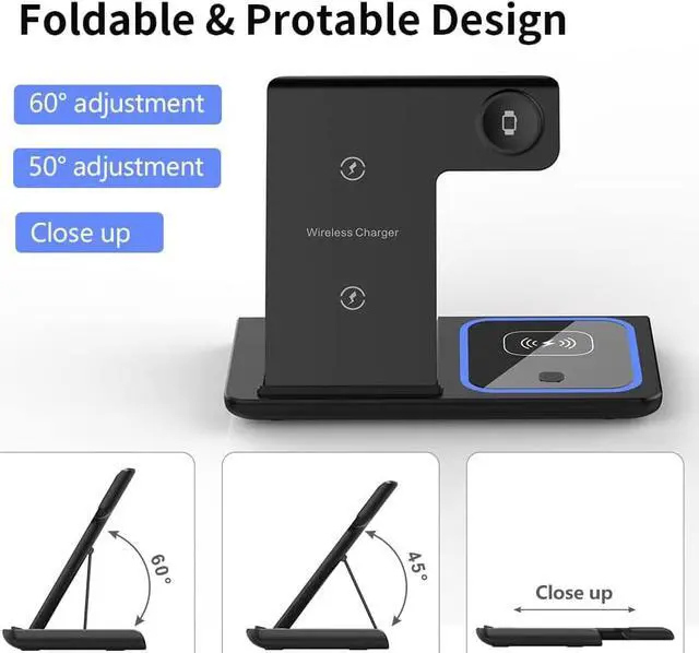 Alt view image 4 of 6 - 3 in 1 Wireless Charger Station for iPhone, iWatch, AirPods - Charges iPhone 13/12/11 Pro/Pro Max, iWatch 7/6/SE/5/4/3/2, AirPods 3/2/Pro
