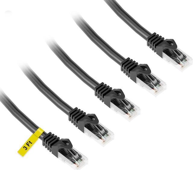 iwillink Cat6 Ethernet Cable 3 ft (5 Pack),Support POE High Speed Cat6 Cat  5e Cat 5 Network Patch Cord - RJ45, Stranded, UTP, POE, Pure Bare Copper  Wire, 26AWG - Black 