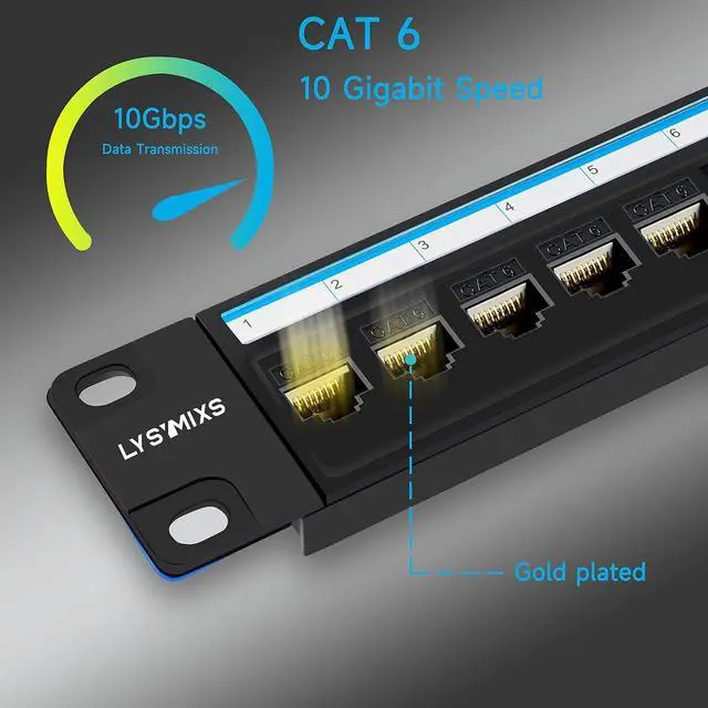 Alt view image 6 of 7 - Cat6 Patch Panel 24 Port with Keystone, RJ45 Network Panel 19 Inch, Punch Down Keystone Ethernet Patch Panel with Back Bar