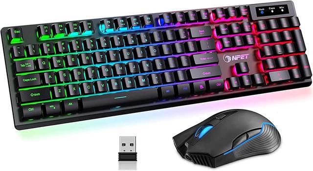S21 Wireless Gaming Keyboard and Mouse Combo RGB Backlit Quiet Ergonomic  Mechanical Feeling Keyboard Gaming Mouse 3200DPI for Desktop