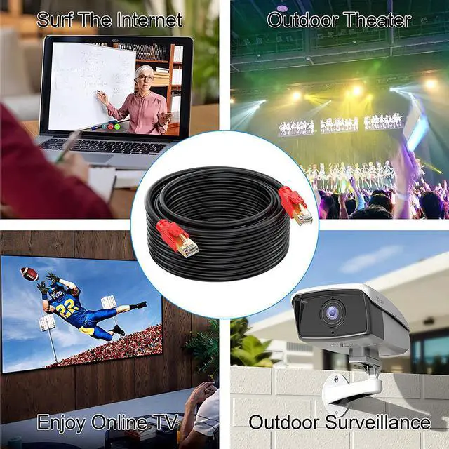 Alt view image 5 of 6 - Cat 8 Ethernet Cable 50 FT, Heavy Duty 26AWG Cat8 Internet Cable LAN Network Cable High Speed 40Gbps, 2000Mhz SFTP Ethernet Cables, Weatherproof S/FTP UV Resistant Indoor & Outdoor Ethernet Cable