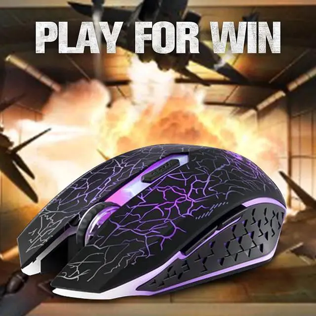 Alt view image 7 of 7 - VEGCOO C10 Wireless Gaming Mouse Rechargeable Silent Optical Mice 7 Colors LED Lights, 7 Buttons 2400/1600/800DPI (Black)