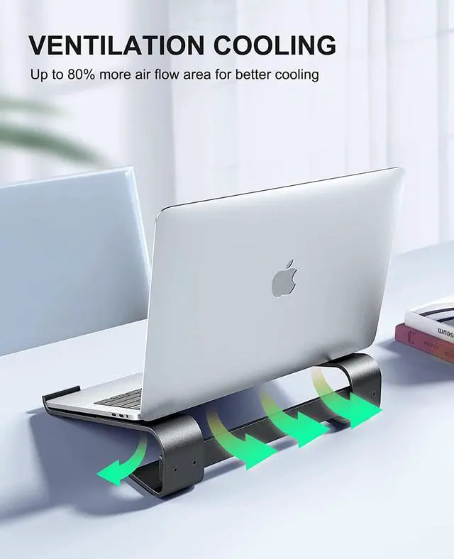 Alt view image 5 of 7 - Soqool Laptop Stand for Desk, Ergonomic Detachable Laptop Riser, Aluminum MacBook Stand, Compatible with 12-17'' All Laptops Such as MacBook Pro/HP/Dell/Lenovo, Black