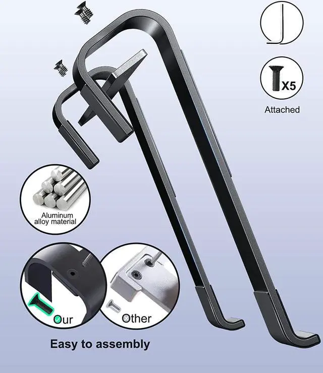 Alt view image 7 of 7 - Soqool Laptop Stand for Desk, Ergonomic Detachable Laptop Riser, Aluminum MacBook Stand, Compatible with 12-17'' All Laptops Such as MacBook Pro/HP/Dell/Lenovo, Black