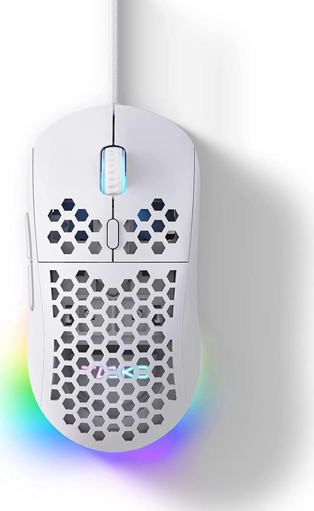  TMKB Falcon M1SE Ultralight Honeycomb Gaming Mouse, High- Precision 12800DPI Optical Sensor, 6 Programmable Buttons, Customizable  RGB, Drag-Free Paracord, Ergonomic, Wired - Matte White : Video Games